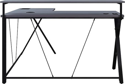 OSP Home Furnishings Checkpoint Battlestation L Shaped Gaming Desk with RGB LED Lights, Black