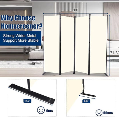 Room Divider 6FT Portable Room Dividers and Folding Privacy Screens, 88'' W Fabric Divider for Room Separation, 4 Panel Partition Room Dividers Freestanding Wall Divider Screen for Dorm Studio Office