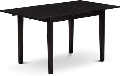 East West Furniture NOPF5-BLK-C 5 Piece Dining Room Furniture Set Includes a Rectangle Kitchen Table with Butterfly Leaf and 4 Linen Fabric Upholstered Chairs, 32x54 Inch, Black