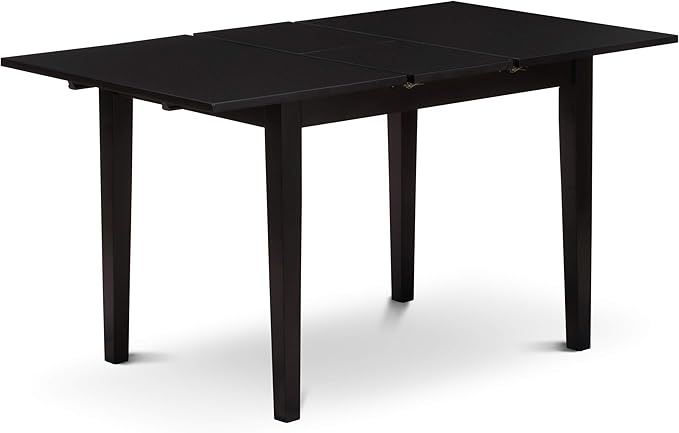 East West Furniture NOPF3-BLK-C 3 Piece Dining Room Table Set Contains a Rectangle Kitchen Table with Butterfly Leaf and 2 Linen Fabric Upholstered Chairs, 32x54 Inch, Black