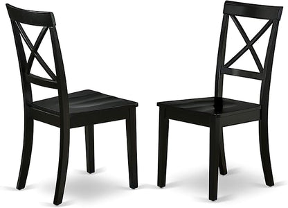 East West Furniture LGBO7-BLK-W 7 Piece Dining Set Consist of a Rectangle Dining Room Table with Butterfly Leaf and 6 Wood Seat Chairs, 42x84 Inch, Black