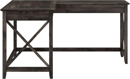 Bush Furniture Key West L Shaped Desk, 60-inch Modern Farmhouse Writing Desk for Home Office