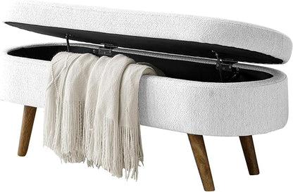 NicBex Ottoman Bench with Storage for Bedroom, 43.5" Upholstered End of Bed Bench with Rubber Wood Legs, Linen Storage Bench for Living Room or Entryway,