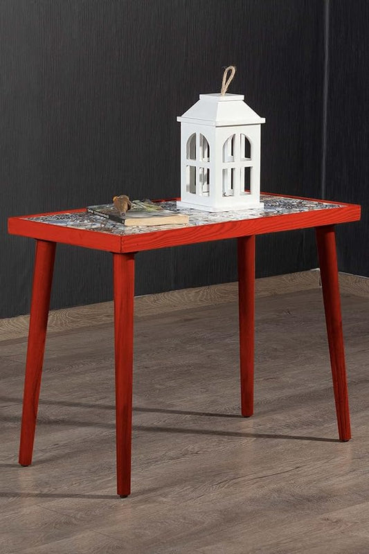 Comfyt Coffee Table, Handmade Side Table, End Table, Nightstand Nesting Table Bedside Table Accent Table Home Essentials Wood Tiled Top Rustic Table Ceramic Tiles Mexican Tile Table