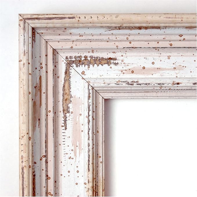 Amanti Art White Bathroom Mirror for Over Sink, 35x45 Alexandria White Wash Rectangle Vanity Mirror, X-Large Coastal Wood Frame, Hangs Horizonally and Vertically, Bathroom Wall Decor, Beveled Edge
