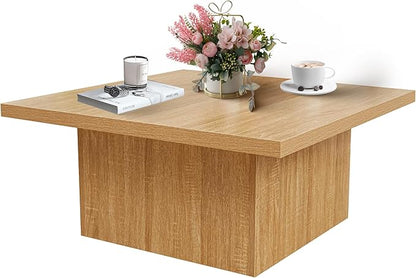 Square Cocktail Living Room Coffee Table Engineered Eco-Friendly Wood Look Laminate Veneer Rustic Farmhouse