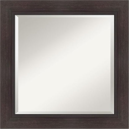 Amanti Art Brown Wall Mirror 26x26 Sloped Espresso Square Bathroom Mirror for Wall Decor Living Room, Medium Modern Contemporary Frame, Hangs Horizonally and Vertically, Bathroom Decor, Beveled Edge