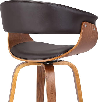 Armen Living Julyssa Mid-Century Swivel Counter Height Barstool, 26", Brown