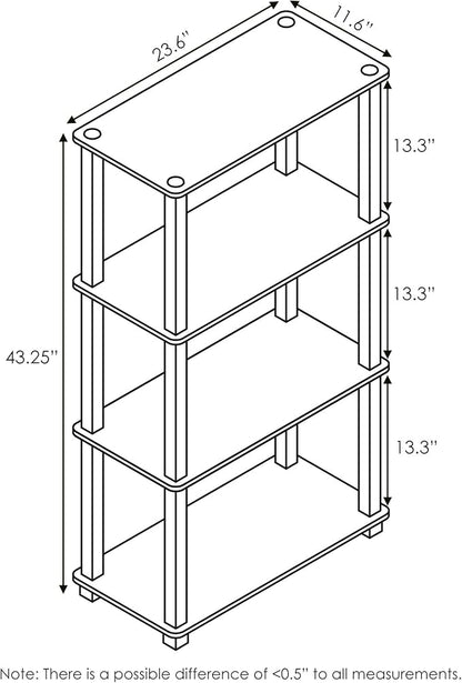 Furinno Turn-N-Tube 4-Tier Multipurpose Shelf Display Rack, Square Tube, Americano/Black