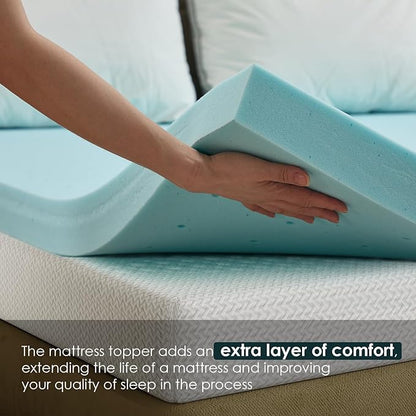 FDW | 8" Full Mattress + 3" Cooling Mattress Topper | Gel Memory Foam | Medium Firm Feel | White | with Washable Cover for Cool Sleep and Pressure Relief | Bed in a Box, CertiPUR-US Certified
