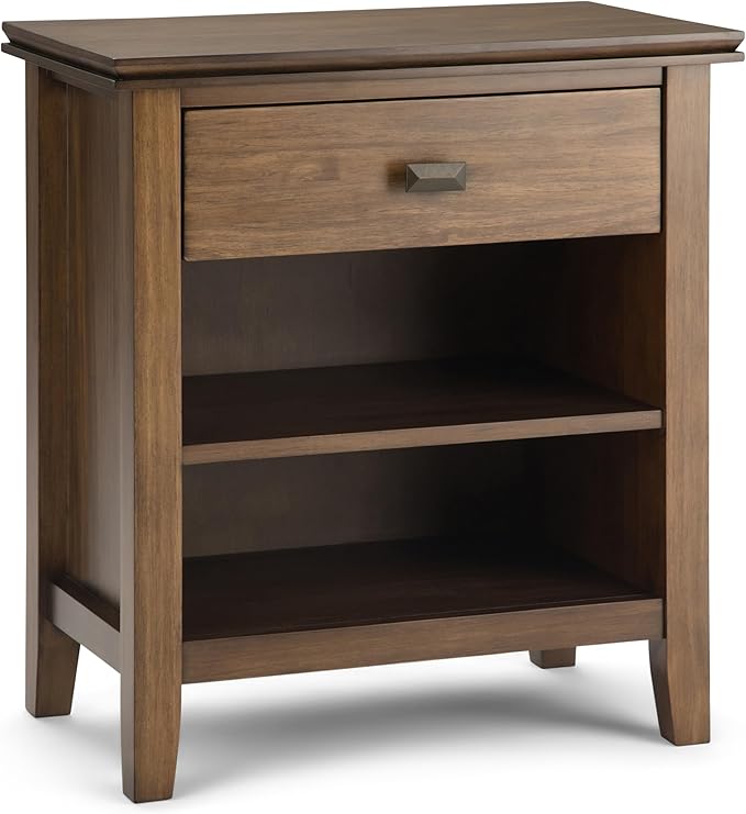 SIMPLIHOME Artisan SOLID WOOD 24 inch Wide Transitional Bedside Nightstand Table in Rustic Natural Aged Brown for the Living Room and Bedroom