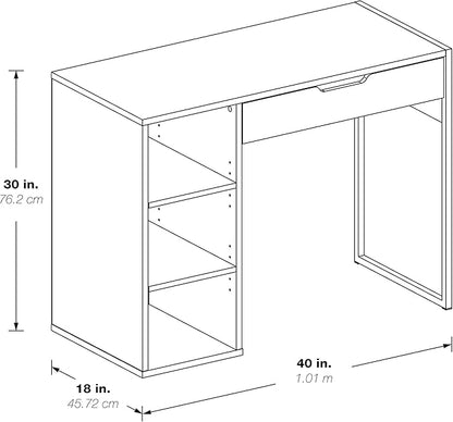 OSP Home Furnishings Ravel 40-Inch Wide Writing Desk, White