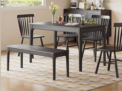 Dining Bench, Wood Bench Solid Oak Wooden Bench Indoor Dining Room Table Home Bedroom Bed End Restaurant Modern Hallway Furniture (Black, 31.5" W x 13.8" D x 17.7" H)