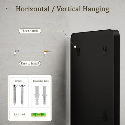 Large Bathroom Mirror 30x56 inch, Gorgeous Deep Frame Wall Vanity Mirror for Over Sink with Shatterproof Tempered Glass, Hanging Horizontal or Vertical, Black