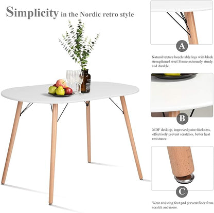 Homy Casa 47.2'' Kitchen Dining Table Minimalist Style Dining Table for Small Spaces Dining Livint Room Cafe, Simple Dinner Table in White, ONLY Table Included