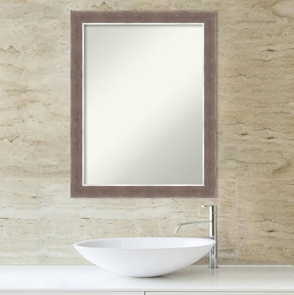 Amanti Art Brown Bathroom Mirror for Over Sink, 28x22 Noble Mocha Rectangle Vanity Mirror, Medium Casual Frame, Hangs Horizonally and Vertically, Bathroom Wall Decor, Non-Beveled Edge from WI, USA