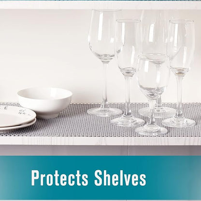 Shelf and Drawer Liner, Non-Adhesive Non Slip and Grip Durable Clean Pad Full Size 17.7 Inches x 20 Feet for Drawers, Shelves, Cabinets, Storage, Kitchen, Desks, Kitchenware, Tableware, White