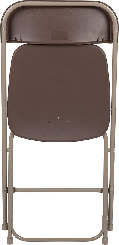 Flash Furniture Hercules Series Plastic Folding Chair - Brown - 4 Pack 650LB Weight Capacity Comfortable Event Chair-Lightweight Folding Chair