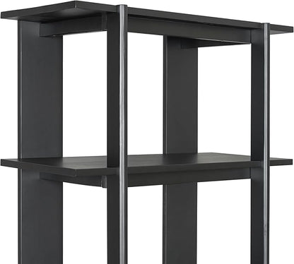 Christopher Knight Home Milio Modern 4 Shelf Bookcase, Acacia Solid Wood Book Organizer with Non-Slip Foot Pads, Sturdy Open Storage Shelf, Big Book Shelf, Floor Standing Unit, 70.20'' Height, Black