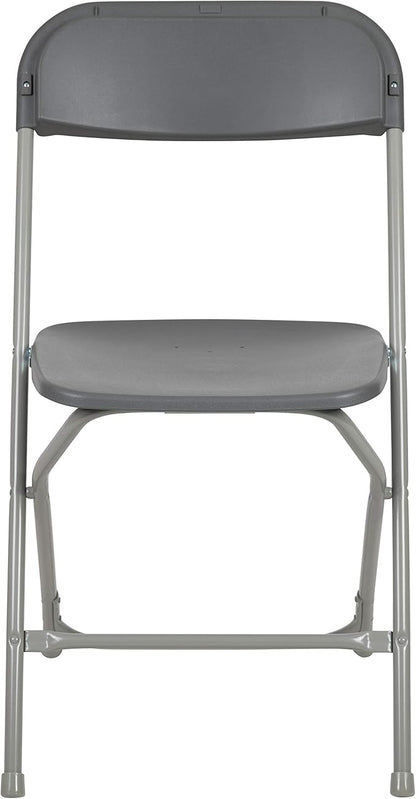Flash Furniture Hercules Series Plastic Folding Chair - Grey - 650LB Weight Capacity Comfortable Event Chair - Lightweight Folding Chair