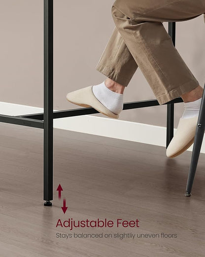 VASAGLE Bar Table with Power Outlets, 47.2 Inches Long Bar Height Pub Table, Rectangular High Top, with Movable Drawer, 2 Hooks, Narrow Storage for Kitchen, Dining, Entryway, Ash Brown