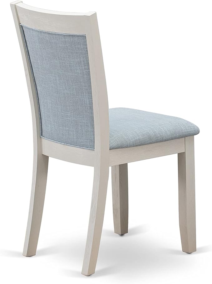 East West Furniture X027MZ015-5 5 Piece Kitchen Table & Chairs Set Includes a Rectangle Dining Table with X-Legs and 4 Baby Blue Linen Fabric Parson Chairs, 40x72 Inch, Multi-Color