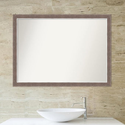 Amanti Art Brown Bathroom Mirror for Over Sink, 31x42 Noble Mocha Rectangle Vanity Mirror, X-Large Casual Frame, Hangs Horizonally and Vertically, Bathroom Wall Decor, Non-Beveled Edge from WI, USA