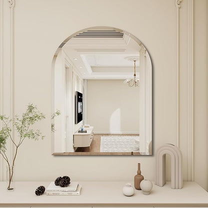 Arched Bathroom Mirror, 32X48 inch Arched Frameless Mirror, Arch Wall Mirror，Frameless Mirrors for Bathroom,Beveled Bathroom Mirror.