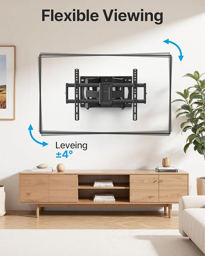 Full Motion TV Wall Mount for 37-85 Inch TVs Mounts Up to 132lbs, Fit 16" Wood Stud, Max VESA 600x400mm, Swivel and Tilt Articulating Wall Mount TV Bracket,Fit Most 55+ 65 70 75 inch TVs