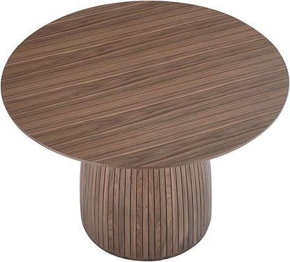 Wooden Kitchen Round Dining Table for 4-6, Round Kitchen Table with Circular Tabletop with Wood Pedestal Base, Rustic Farmhouse Furniture