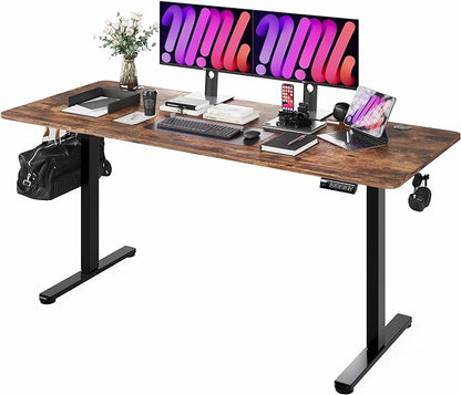 Monomi Electric Standing Desk, 71 x 31.5 inches Height Adjustable, Ergonomic Home Office Sit Stand Up Desk with Memory Preset Controller (Rustic Brown Top/Black Frame)