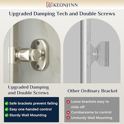 Keonjinn 24x30 in Brushed Pivot Mirror, Tilt Beveled Mirror Bathroom, Rectangular Sturdy Modern Silver Tilt Mirrors, Rounded Corner Aluminum Framed Vanity Mirrors for Wall (Horizontal/Vertical)