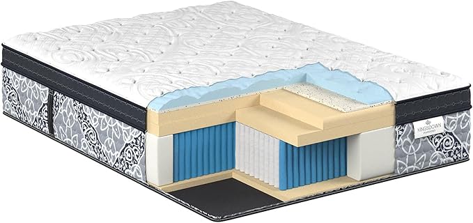 Kingsdown Passions Kelbrooke 16" Plush Euro Pillow Top Hybrid Mattress Queen, Cool Gel Memory Foam Layer Motion Isolation Quilted Top Premium Mattress