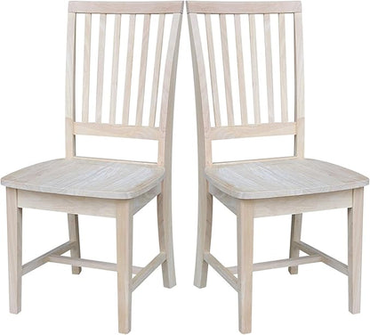 Set of 2 Mission Side Chairs 39.2"H, Solid Parawood Kitchen Dining Furniture, Stylish Comfortable Chairs for Dining Room, Paint or Stain to Match Your Decor, Unfinished