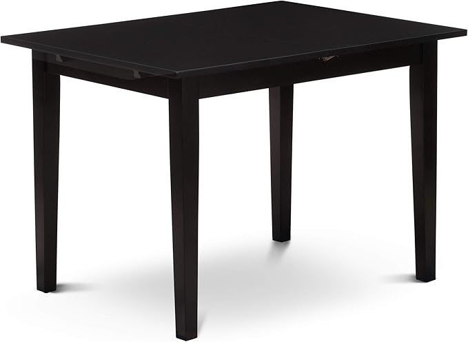 East West Furniture NOPF3-BLK-C 3 Piece Dining Room Table Set Contains a Rectangle Kitchen Table with Butterfly Leaf and 2 Linen Fabric Upholstered Chairs, 32x54 Inch, Black