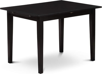 East West Furniture NOPF3-BLK-C 3 Piece Dining Room Table Set Contains a Rectangle Kitchen Table with Butterfly Leaf and 2 Linen Fabric Upholstered Chairs, 32x54 Inch, Black