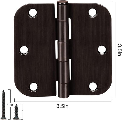 3 Pack 3 1/2 Inch Door Hinges Oil Rubbed Bronze 3.5 Inch Black Interior Hinge for Doors 5/8 Radius Corners 3 ½"Hardware Controls Heavy Duty Iron Flat Home House Decor Accessories Essentials