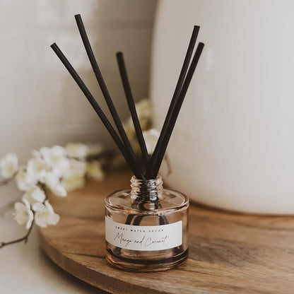Sweet Water Decor Mango and Coconut Reed Diffuser – Room Decor Aesthetic with Long-Lasting Premium Fragrance of Mango, Pineapple, Orange, Peach, Coconut Milk for 4 Months – Ideal for Home Decor