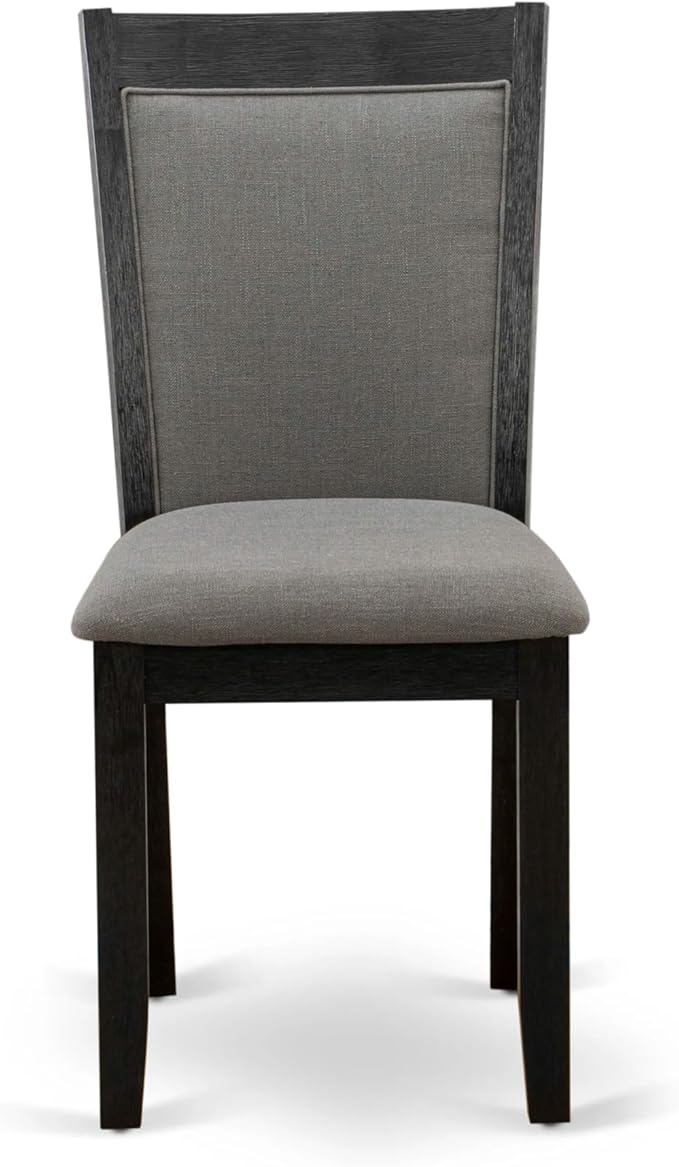 X12MZ-0C6-50 - 14-Pc Dining Room Table Set a Rectangular Table with a coffee table and 12 Dark Gotham Grey Linen Fabric Dining Chair, 39x120 Inch, Wire Brushed Black