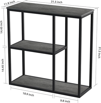WOHOMO Console Table, 12 Inch Narrow Entryway Table with 3-Tier Storage Shelves 31.5 Inch Industrial Sofa Table Small Hallway Table for Living Room Grey