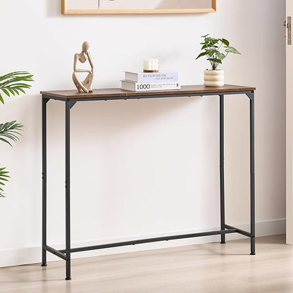 Console Table, Narrow Entryway Table, Thin Sofa Table, Behind Couch Table,for Hallway, Bedroom, Living Room, Foyer, 11.8 x 39.4 x 31.5 Inches, Rustic Brown