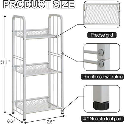 Bookshelf Storage Shelf Small Bookcase Freestanding Storage Stand for Living Room, Bedroom, Kitchen Rust Resistance, Easy Assembly Free Combination Multi-Functional Organizer (3 Tiers, White)