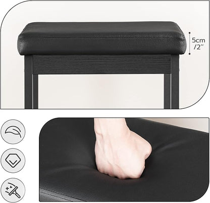 HOOBRO Bar Stools, Set of 4 Bar Chairs, 24.8-Inch Height Stools, Breakfast Bar Stools, Kitchen Stools, 2" Thick Upholstery, for Kitchen, Dining Room, Cafe, Bar Counter, Black BB21BYP401