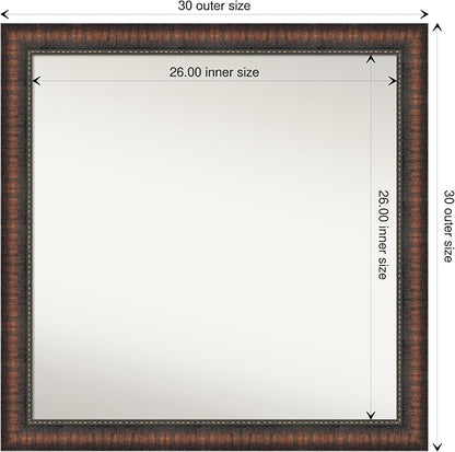 Amanti Art White Bathroom Mirror for Over Sink, 29x29 Cabinet White Narrow Square Vanity Mirror, Large Modern Frame, Hangs Horizonally and Vertically, Bathroom Wall Decor, Non-Beveled Edge