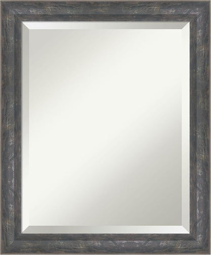 Amanti Art Grey Wall Mirror 23x19 Angled Metallic Rainbow Rectangle Bathroom Mirror for Wall Decor Living Room, Small Modern Contemporary Wood Frame, Hangs Horizonally and Vertically, Bathroom Decor