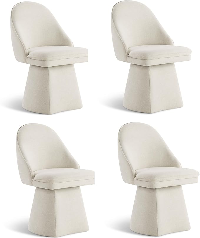 Swivel Dining Chairs Modern Desk Chair Upholstered Linen Fabric Side Chair for Kitchen Dining Room Bedroom,Linen,4 Box