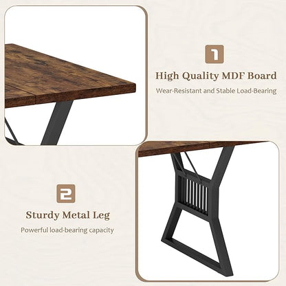 GarveeHome 70.8 Inch Dining Table 4-6 Person, Kitchen Table with Heavy Duty Metal Legs, Farmhouse Dining Room Table for Kitchen, Living Room