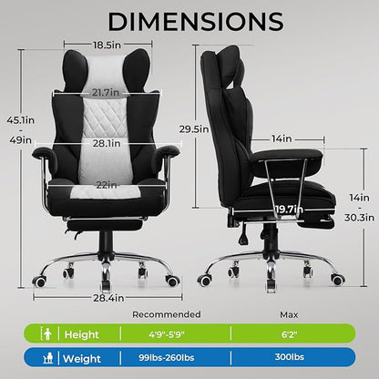 GTRACING Gaming Chair,Office Chair with Pocket Spring Lumbar Support, Ergonomic Comfortable Wide Office Desk Computer Chair with Outward Fixed Soft Armrests and Footrest (Fabric, Black & Gray)