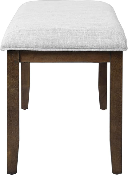 Merax Upholstered Dining Bench, with Padded Seat and Solid Wood Leg for Kitchen Bedroom, Living Room, Indoor, Entryway, Hallway, End of Bed, Brown+Beige