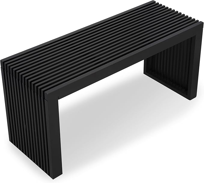 Bamboo Natural 36 inch Wooden Bench, Small Wood Benches for Entryway, Living & Dining Room, Kitchen, Bedroom, Bathroom, Hallway, Front Door, For Indoor & Outdoor Patio Use, Mid Century Modern Decor